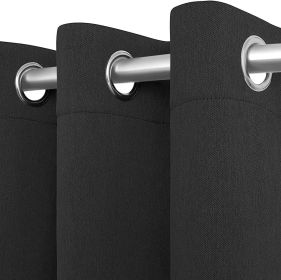 Blackout Curtains for Bedroom Pack of 2 Window Hanging Panels 52 x 84 inch Black Blind Off Grommet Curtains Thick Black Out Window Screen No Light Dra