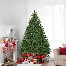 7ft Artificial Christmas Tree, Premium Unlit Hinged Spruce Full Tree with 2231 Branch Tips, Metal Stand, Hinged Structure