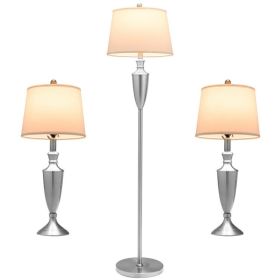 3 Piece Lamp with Set Modern Floor Lamp and 2 Table Lamps