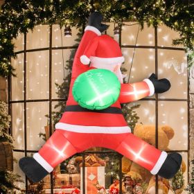 4.9 FT Lighted Christmas Inflatable Decoration, Inflatable Hanging Santa Claus with Gift Bag