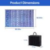 4.98x8FT Reversible Outdoor Rug Waterproof Mat with Storage Bag Portable Plastic Carpet Indoor Outdoor Activity for Picnic Patio Deck RV Trip Blue & W