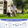 4.98x8FT Reversible Outdoor Rug Waterproof Mat with Storage Bag Portable Plastic Carpet Indoor Outdoor Activity for Picnic Patio Deck RV Trip Blue & W