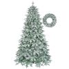 7ft Lighted Artificial Christmas Tree with Wreath Set of 2 , Christmas Tree Holiday Decoration, Creative Decorated Trees