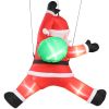 4.9 FT Lighted Christmas Inflatable Decoration, Inflatable Hanging Santa Claus with Gift Bag