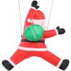 4.9 FT Lighted Christmas Inflatable Decoration, Inflatable Hanging Santa Claus with Gift Bag