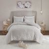 3 Piece Tufted Cotton Chenille Floral Duvet Cover Set