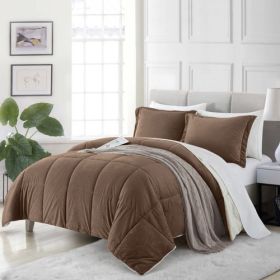 Queen Plush Microfiber Reversible Comforter Set