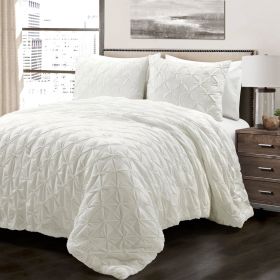 King Size Soft Pleated Cotton 3 Piece Comforter Set