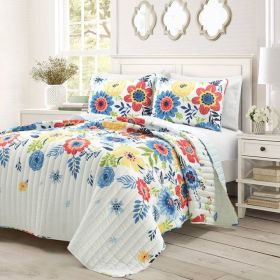 King size Lightweight Floral 3-Piece Polyester Quilt Set