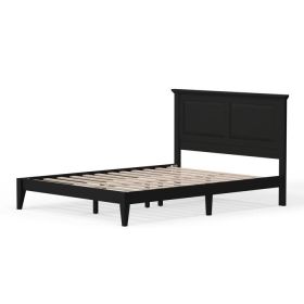 Queen Traditional Solid Oak Wooden Platform Bed Frame with Headboard