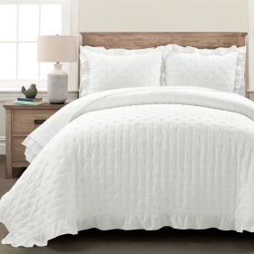 King Size Lightweight Ruffle Reversible Oversized 3 Piece Quilt Set