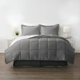 King Size 8-Piece Microfiber Reversible Bed-in-a-Bag Comforter Set in Grey