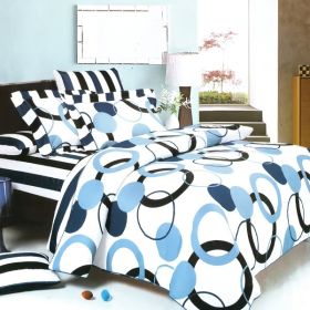 Blancho Bedding - [Artistic Blue] 100% Cotton 4PC Sheet Set