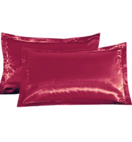 Pure color silk single pillow case (Option: Red-A pair)