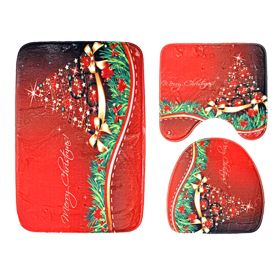 3 Pcs Christmas Bathroom Rugs Set Contour Non-slip Toilet Mats (Type: SD18)