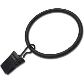 10 Pack Curtain Rings with Clips, Curtain Clip Rings Hooks, Drape Sliding Eyelet Rings (Color: Black, size: 35mm)