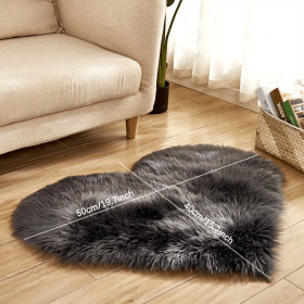 1pc Heart-Shaped Faux Sheepskin Area Rug - Soft and Plush Carpet for Home, Bedroom, Nursery, and Kid's Room - Perfect for Home Decor and Comfort (Color: Dark Gray, size: 15.75*19.69inch)