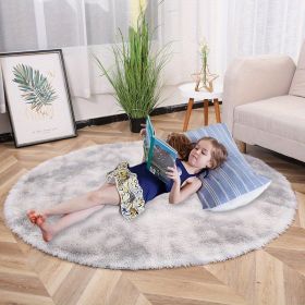 1pc, Tie-Dye Plush PV Velvet Area Rug, 62.99", American Style Round Rug, Floor Decor (Color: Tie-dye Grey, size: 62.99inch)