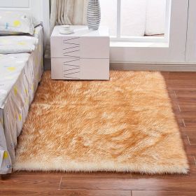 1pc Fluffy Imitation Wool Area Rug, Suede Fleece Bottom Long Imitation Wool Rug, Acrylic 80% Polyester 20%, 2.36inch Long Wool (Color: White Yellow Tip, size: 35.43*59.06inch)