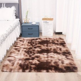 1pc, Tie-Dyed Plush Shag Furry Area Rug for Bedroom, Living Room, Nursery, and Kids Room - Ultra Soft and Fluffy, Washable, Non-Shedding (Color: Tie-dye Brown, size: 62.99*78.74inch)