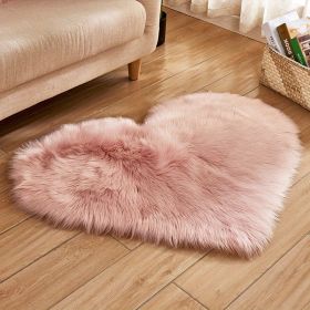 1pc, Fluffy Shaggy Area Rug, Solid Color PV Velvet Carpet, Plush Heart Shape Rug For Valentine's Day Wedding Anniversary Home Floor Decor (Color: Pink, size: 19.69*23.62inch)