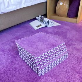 Living Room Carpet Tiles Interlocking Level Loop Square Carpet Tiles Area Rugs Play Mat (Color: Purple, size: 45pcs)