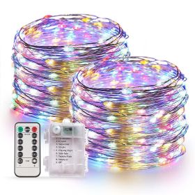 33 Feet 100 LED Fairy Lights with Remote Timer, 2 Pack Battery Operated Twinkle String Lights for Bedroom, Garden, Party (Brand: syenll)