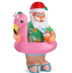 5.9 FT Lighted Christmas Inflatable Decoration, Inflatable Hawaii Santa Claus Outdoor Decoration (Color: As picture)