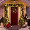 Pre-lit Xmas Tree Artificial Christmas 4-Piece Set,Garland, Wreath and Set of 2 Entrance Trees X-mas