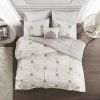 4 Piece Embroidered Cotton Reversible Duvet Cover Set