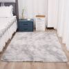 1pc, Tie-Dyed Plush Shag Furry Area Rug for Bedroom, Living Room, Nursery, and Kids Room - Ultra Soft and Fluffy, Washable, Non-Shedding