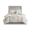 4 Piece Embroidered Cotton Reversible Duvet Cover Set